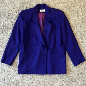 Vintage Talbots Preppy Blue Wool Double Breasted Wool Blazer Size 4P